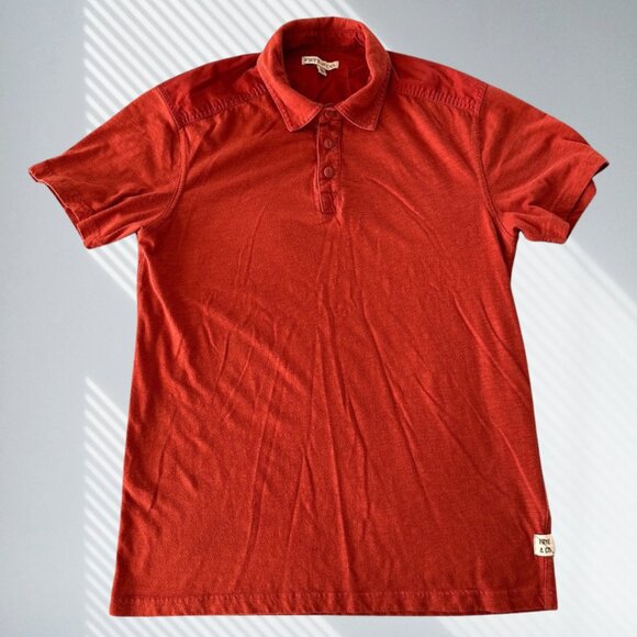 frye and co. mens polo shirt lt tall burgundy cotton blend short sleeve preowned - Picture 1 of 9
